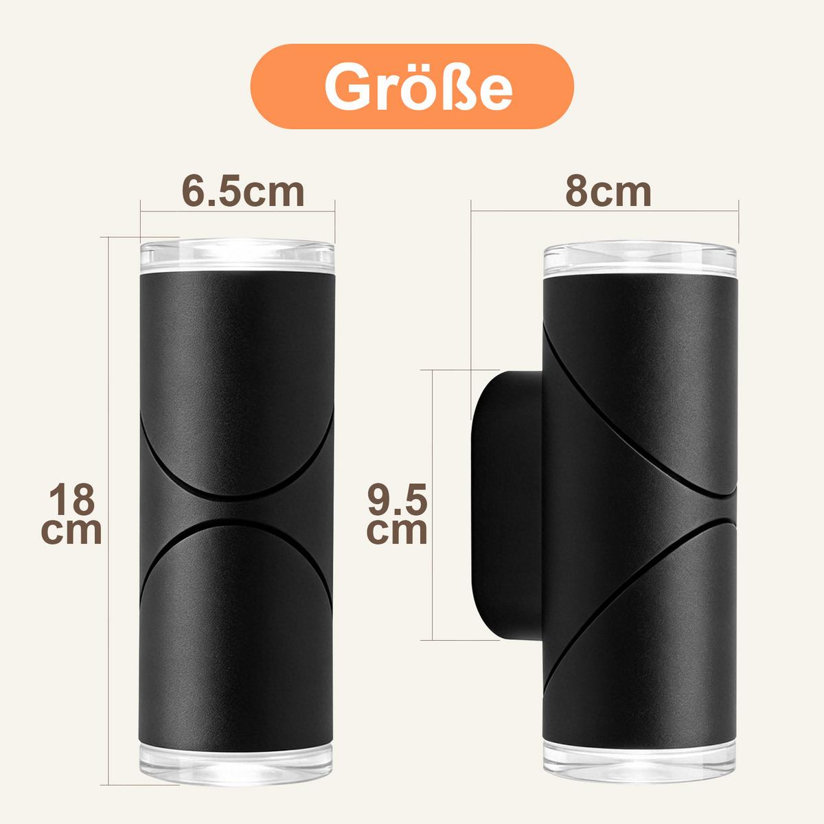 LED WANDLEUCHTE Hrisal 8/6.5/18 cm - Schwarz, Metall (8/6.5/18cm) - ZMH