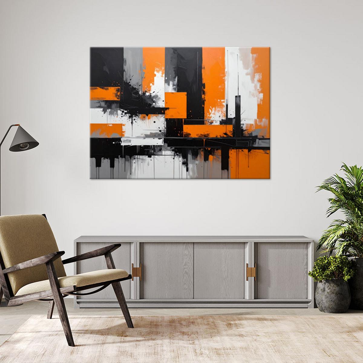 BILD auf Leinwand, Schwarz orangefarbene Abstrakt - Orange, Textil (120/80cm) - Feeby