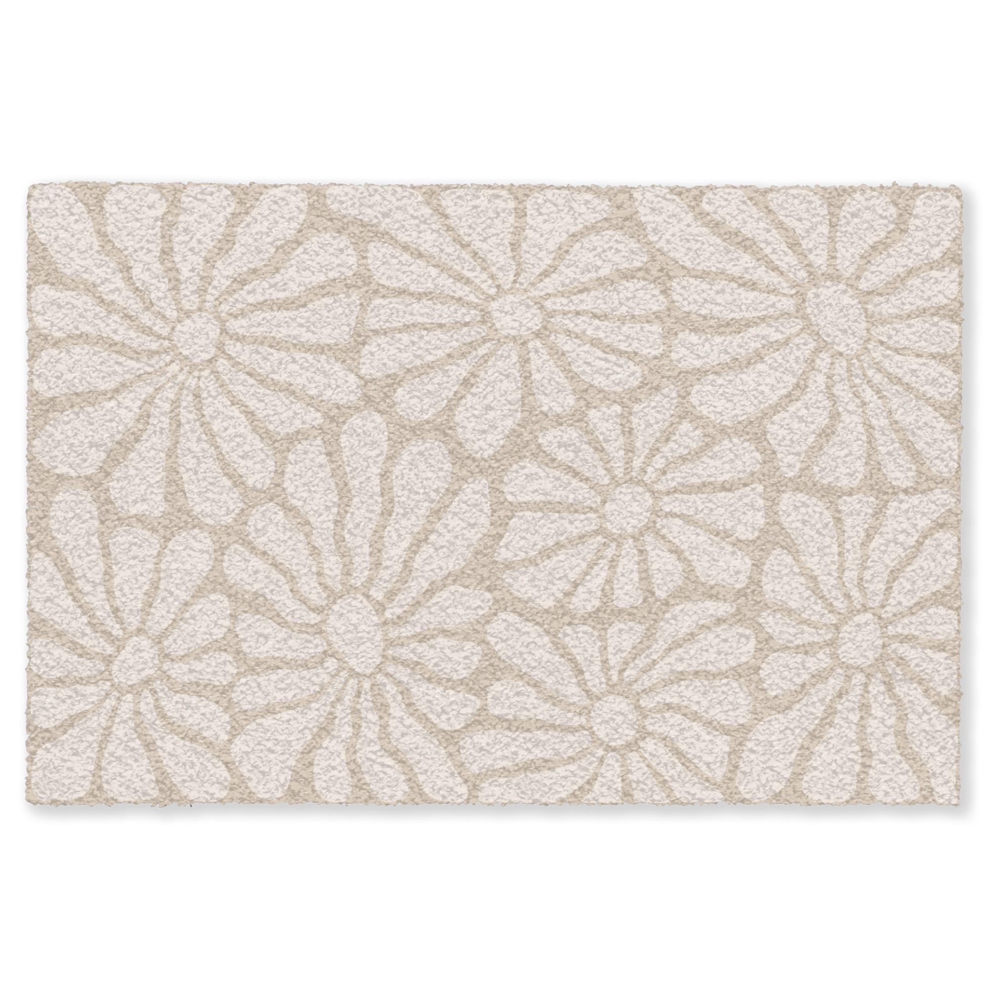 FUSSMATTE Floral - Druck - Beige - Braun - Minimalistisch Schmutzfangmatte 60x40 cm - Sandfarben, Kunststoff (60/0.4cm) - MuchoWow