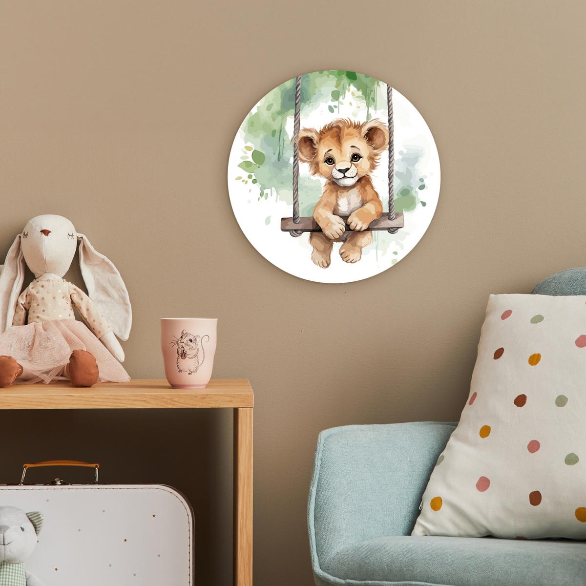 WANDBILD Löwe - Tier - Kinder - Dschungel Deko Wohnzimmer 30x30 cm - Hellbraun, Kunststoff (30/30cm) - MuchoWow