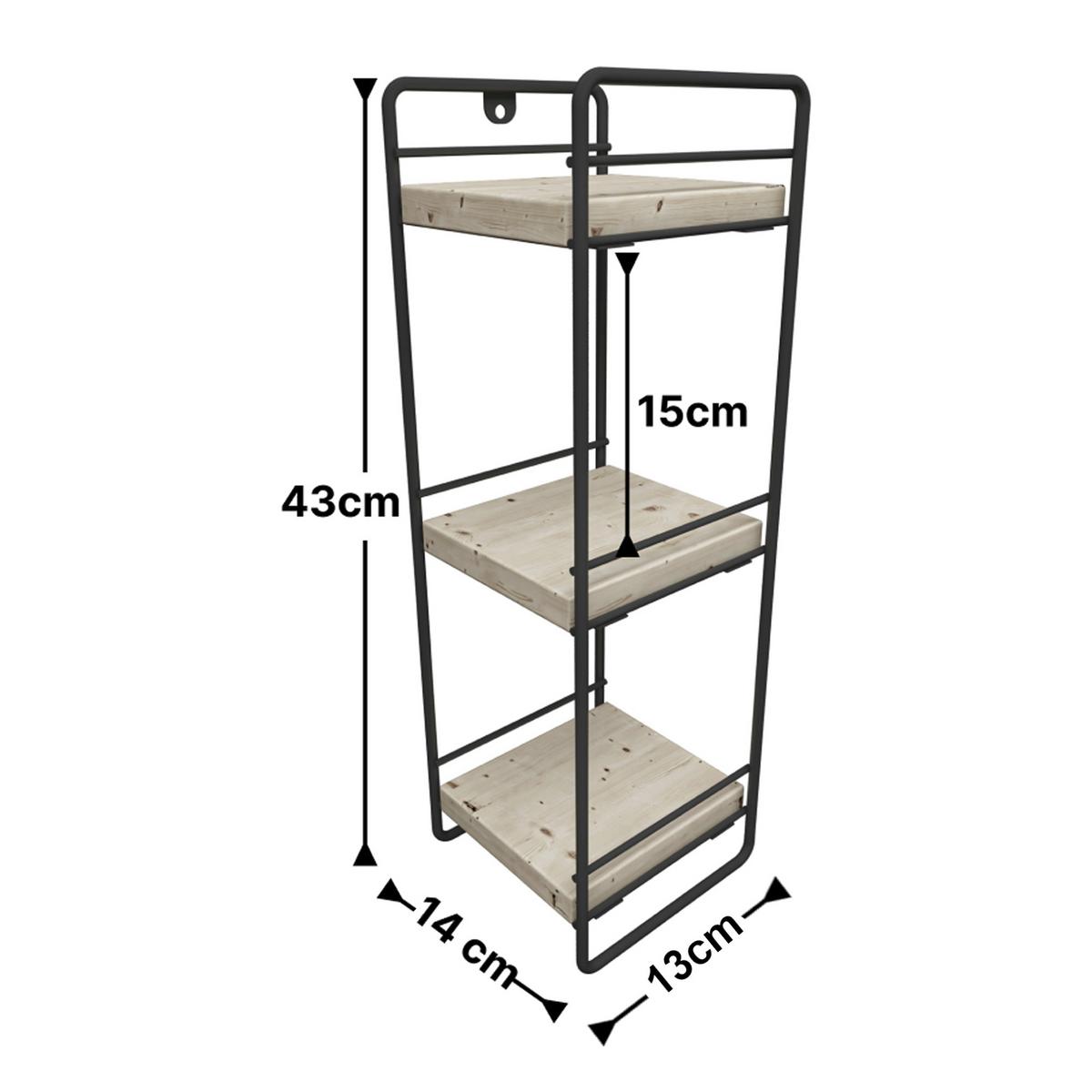 BADEZIMMERREGAL Pargas - Schwarz/Naturfarben, Holz/Metall (14/43/13cm) - [en.casa]