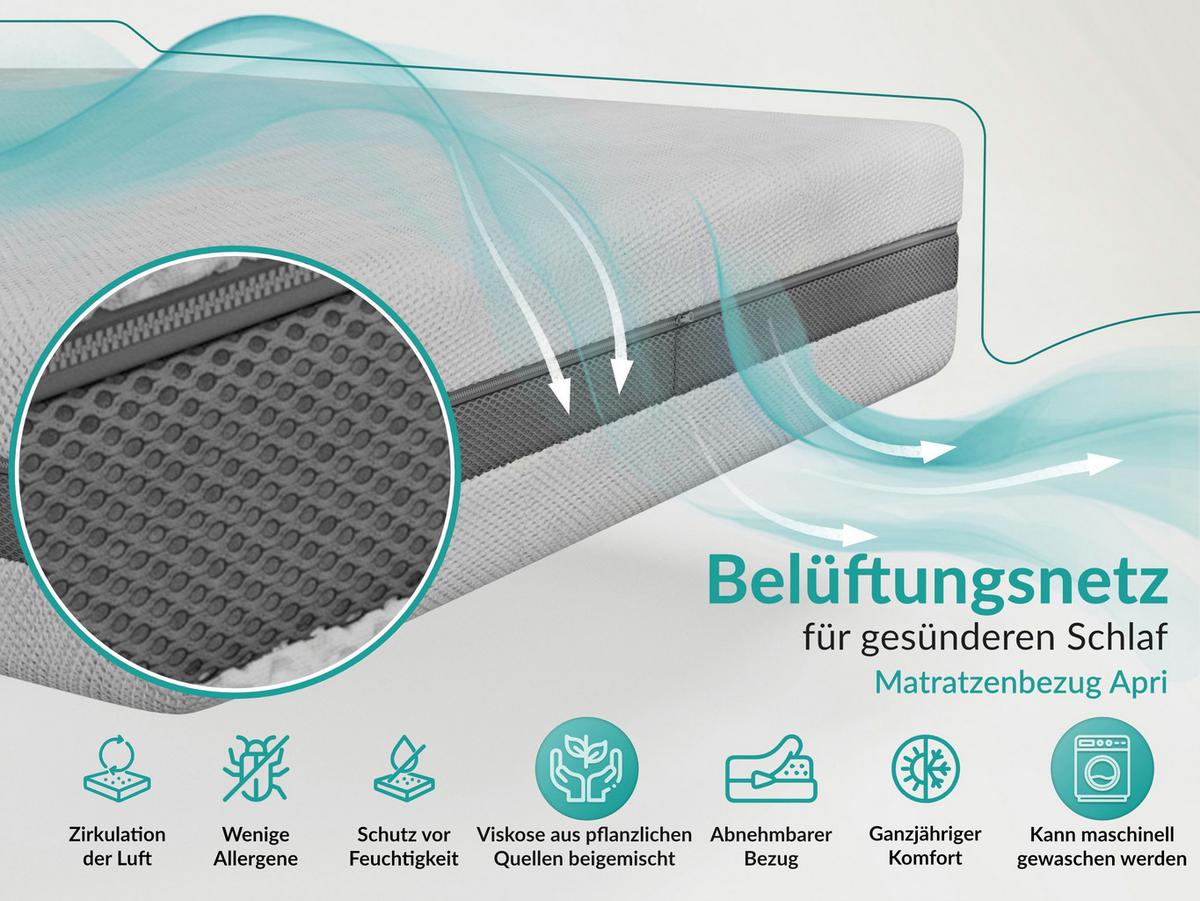 TASCHENMATRATZE VIRE - 120/200 - H3/H4 - Apri - Hellgrau, Textil (120/200cm) - MKS