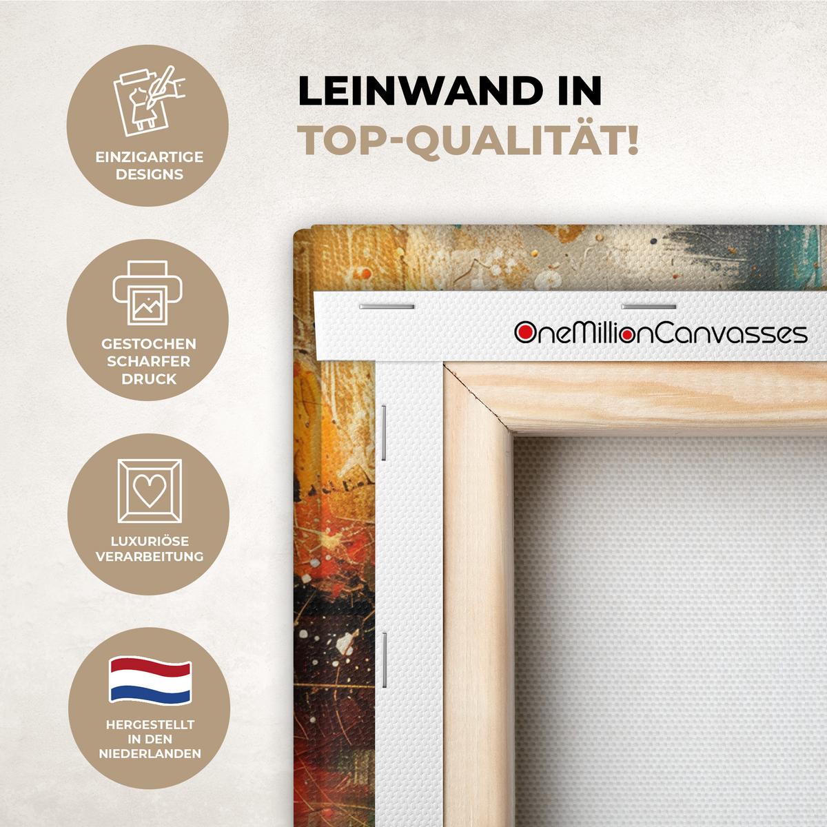 LEINWANDBILD Abstrakt - Kunst - Gold - Modern Wandbild 40x30 cm - Multicolor, Textil (40/30cm) - MuchoWow