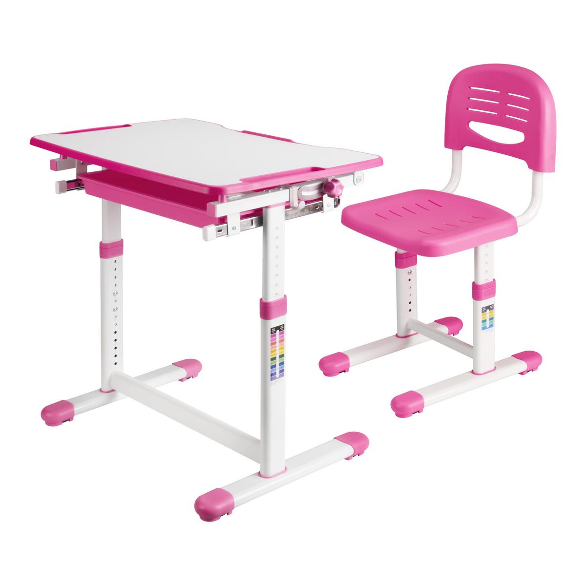 KINDERSCHREIBTISCH-SET 2 TLG. Sala - Pink/Weiß, Holzwerkstoff/Kunststoff (66.5/54/47.5cm) - [en.casa]
