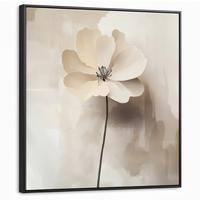 LEINWAND Bilder mit Rahmen - Blume - Beige - Farbe - Schatten - 90x90 - Creme, Textil (90/90cm) - MuchoWow