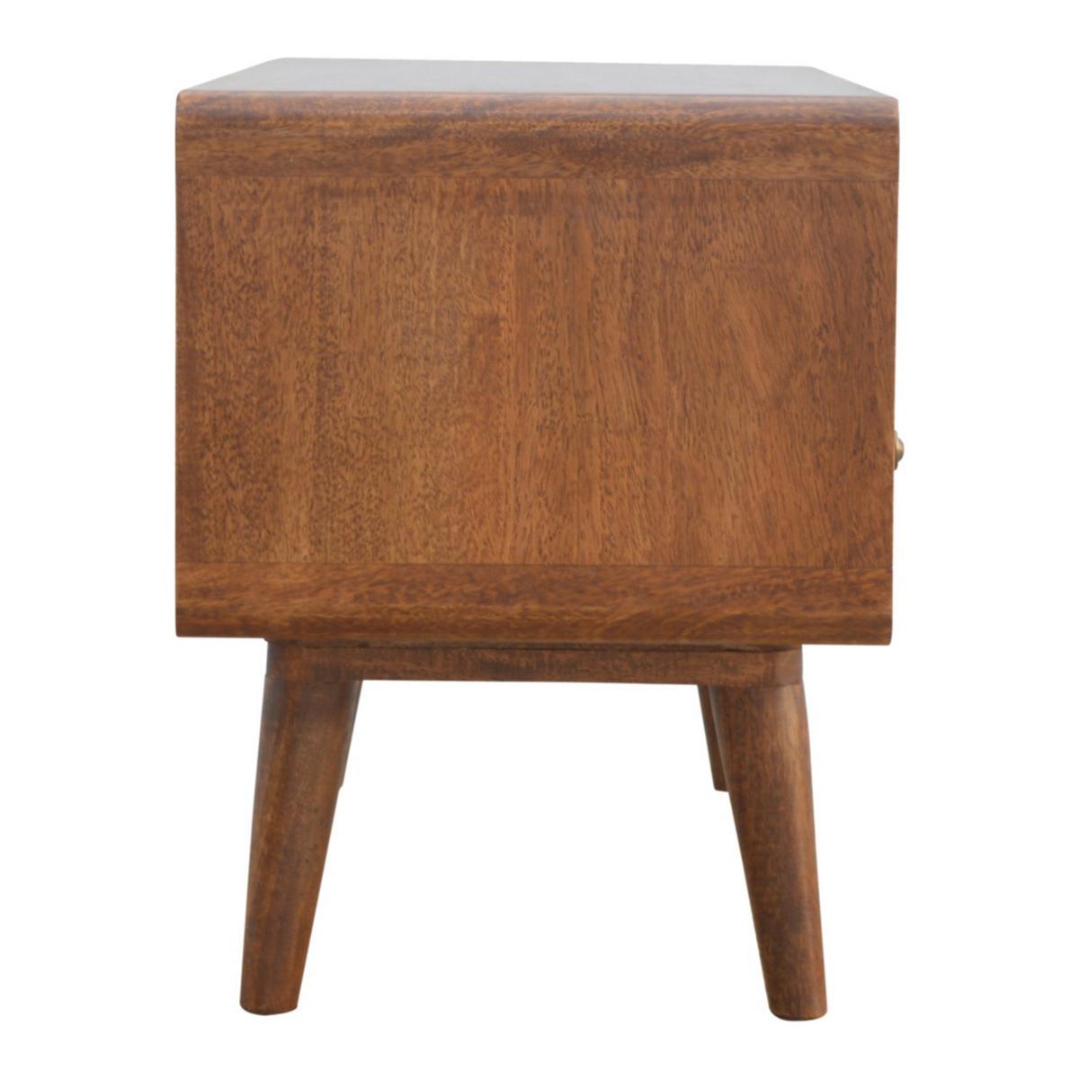 MEDIENUNIT Massives Mangoholz Gewölbte, Kastanienholz-Finish, mit 2 Schubladen - Messingfarben/Braun, Holz/Metall (90/47/35cm) - Artisan Furniture