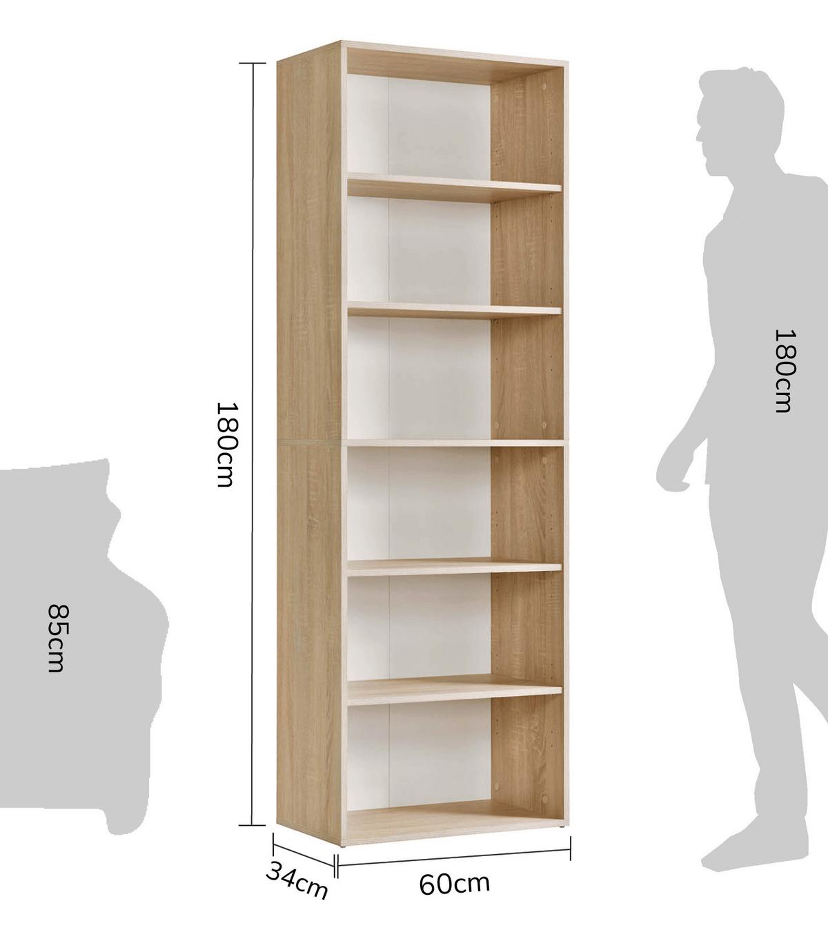 BÜCHERREGAL Der Bücherwurm - Sonoma Eiche, Holzwerkstoff (60/180/34.5cm) - Mokebo