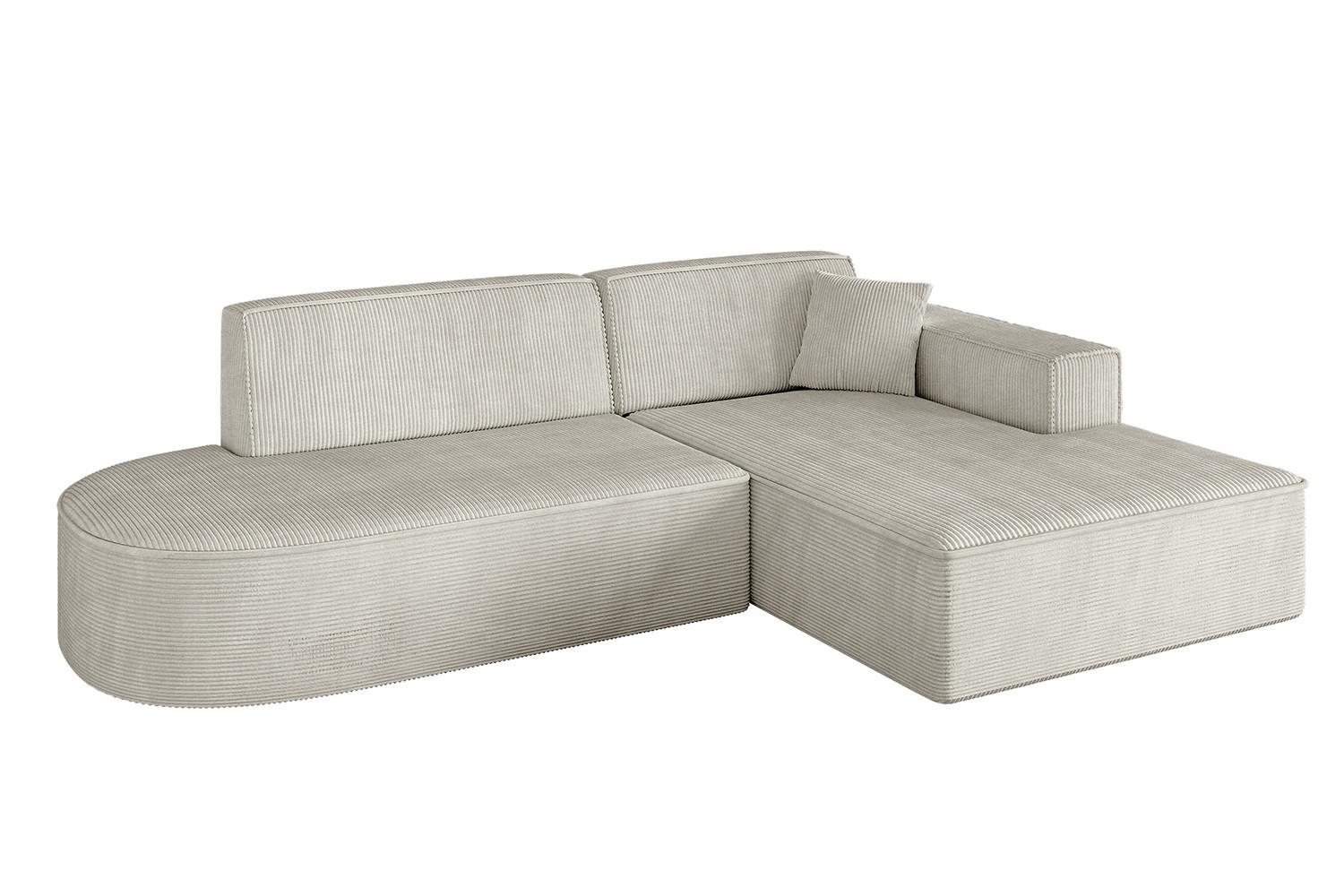 ECKSOFA Ottomane Rechts IREA-L1-v4 - 232x165x77 cm Creme - Ecru/Creme, Holzwerkstoff/Textil (232/165cm) - ALTDECOR