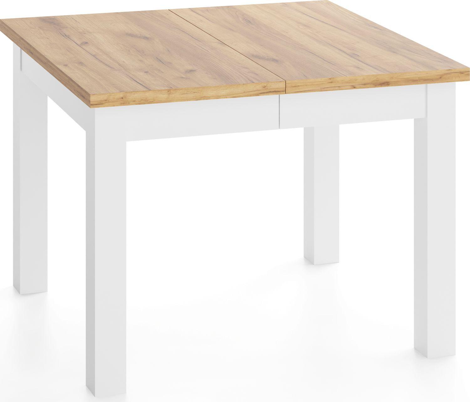 ESSTISCH Toren Weiß ausziehbar verlängerbar quadratisch, Eiche Braun 80-280/80/76.5 cm - Eiche Wotan/Weiß, Holz/Holzwerkstoff (80/280/76.5cm) - WFL GROUP