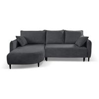 ECKSCHLAFSOFA Sycylia links dunkelgrau - Dunkelgrau/Schwarz, Textil (244/165cm) - Beautysofa