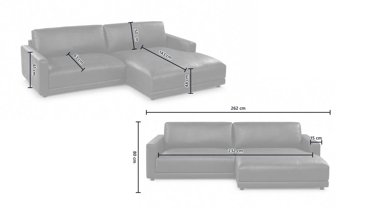 ECKSOFA MARLIN Schwarz Lederfaserstoff - Schwarz, Leder/Kunststoff (168/262cm) - KAWOLA