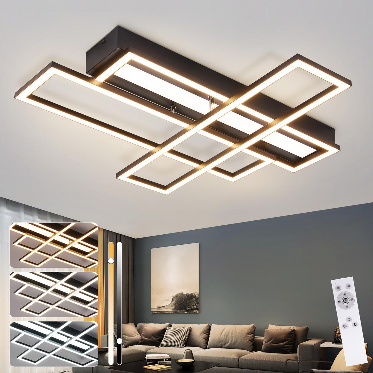 LED-DECKENLEUCHTE Bryxen 55.5/55.5/9.7 cm - Schwarz, Metall (55.5/55.5/9.7cm) - ZMH
