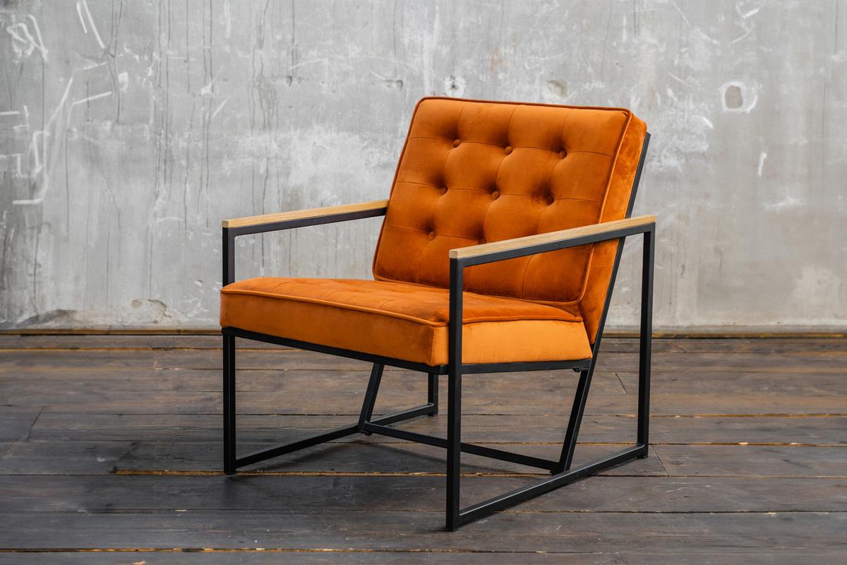 POLSTERSESSEL ARLY Orange Velvet - Cognac/Schwarz, Textil (63/80/80cm) - KAWOLA
