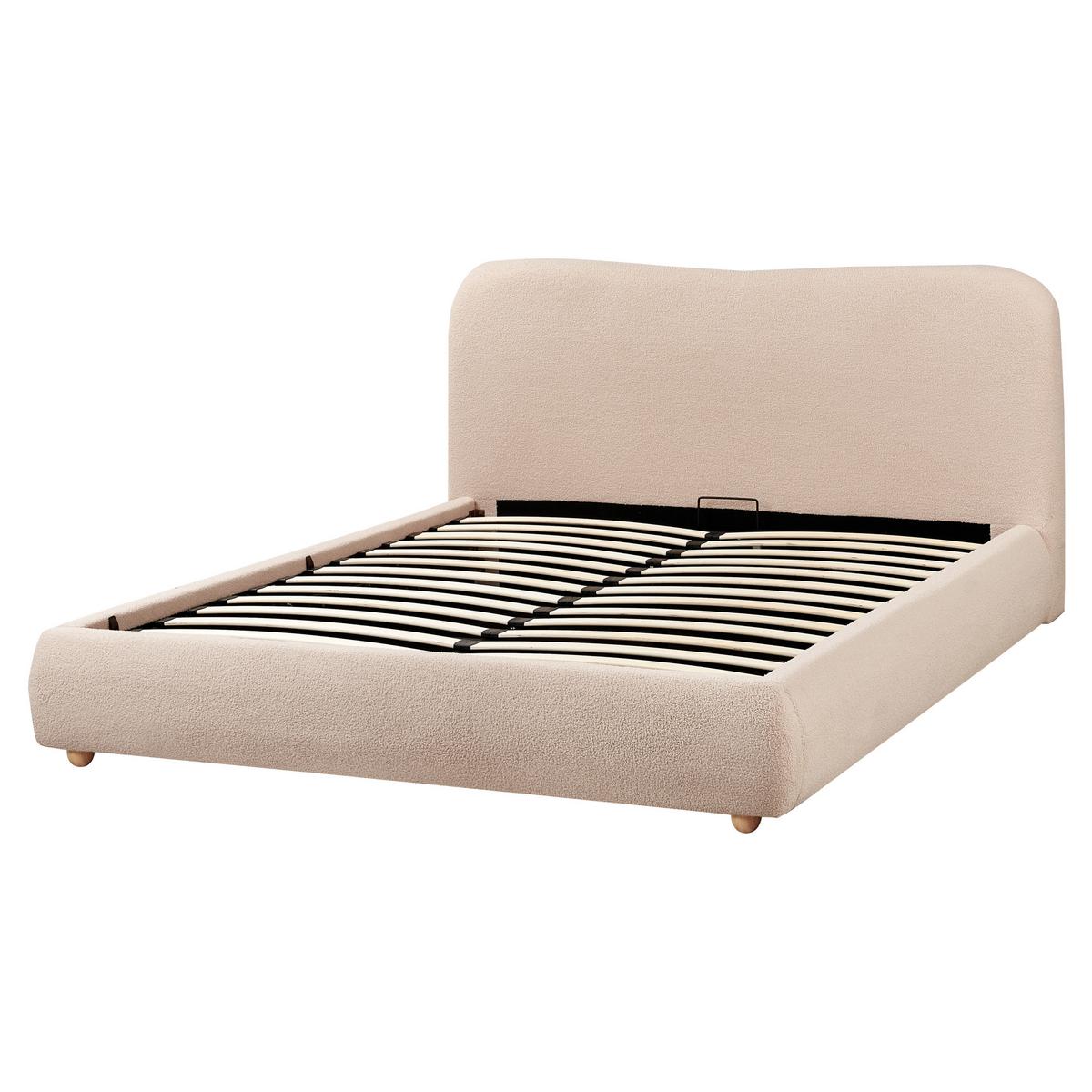 BETT mit Stauraum 160x200 cm Beige Blagnac - Beige, Textil (160/200cm) - Beliani