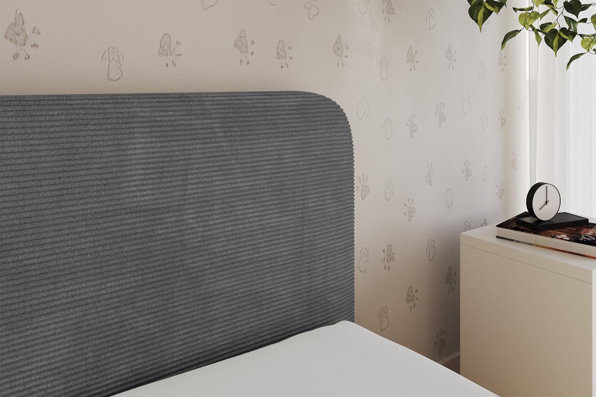 EINZELLBETT Jugendbett mit Bettkasten und Matratze H3/H4, Links - ELSY 80x200 Dunkelgrau - Graphitfarben, Holzwerkstoff/Textil (80/200cm) - ALTDECOR