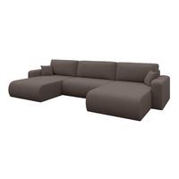 WOHNLANDSCHAFT mit Schlaffunktion und Bettkasten BERY-U 377x193x88 Braun Bouclé - Schwarz/Braun, Holzwerkstoff/Kunststoff (377/88/193cm) - ALTDECOR