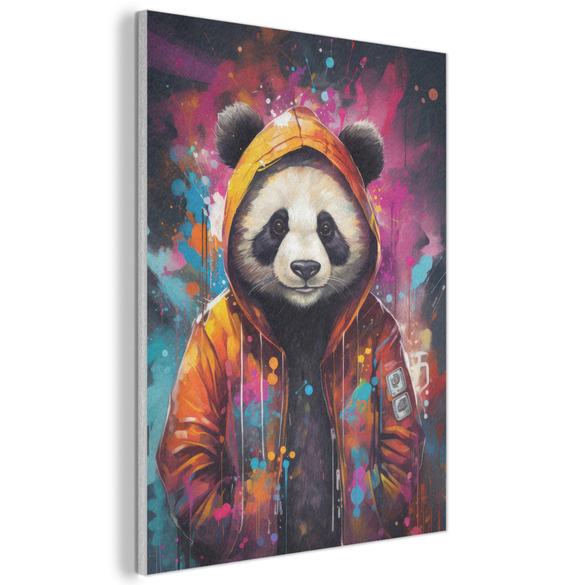 AKUSTIKBILD Panda - Jacke - Graffiti - Orange Wanddeko 70x100 cm - Orange, Kunststoff (70/100/0.9cm) - MuchoWow
