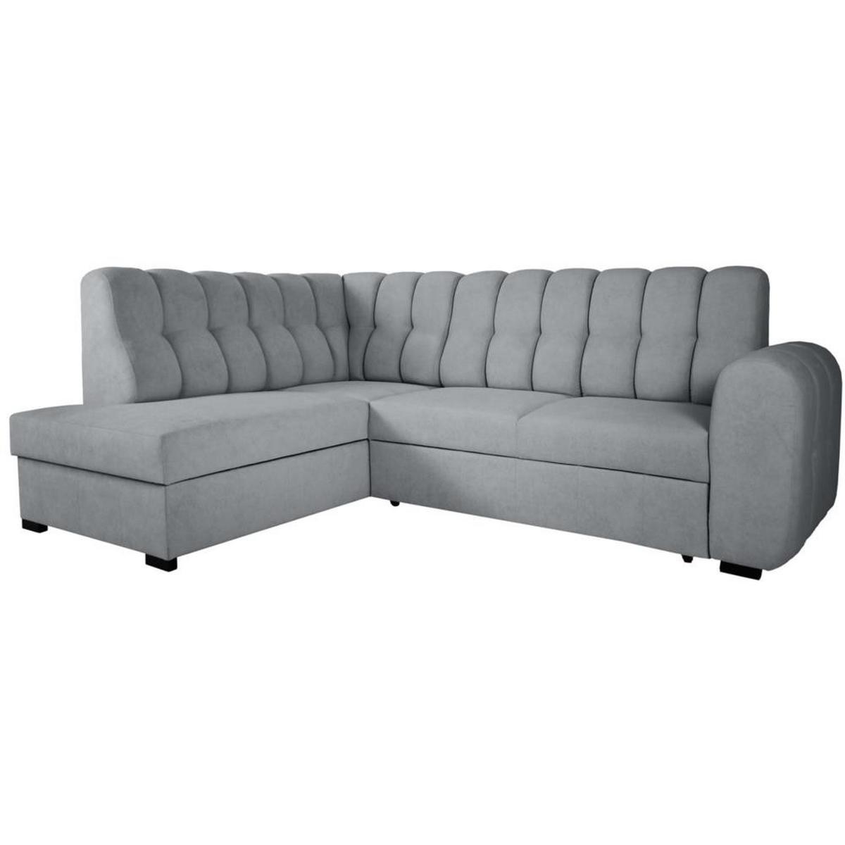 ECKSCHLAFSOFA Zoja links hellgrau - Hellgrau/Schwarz, Textil (261/193cm) - Beautysofa
