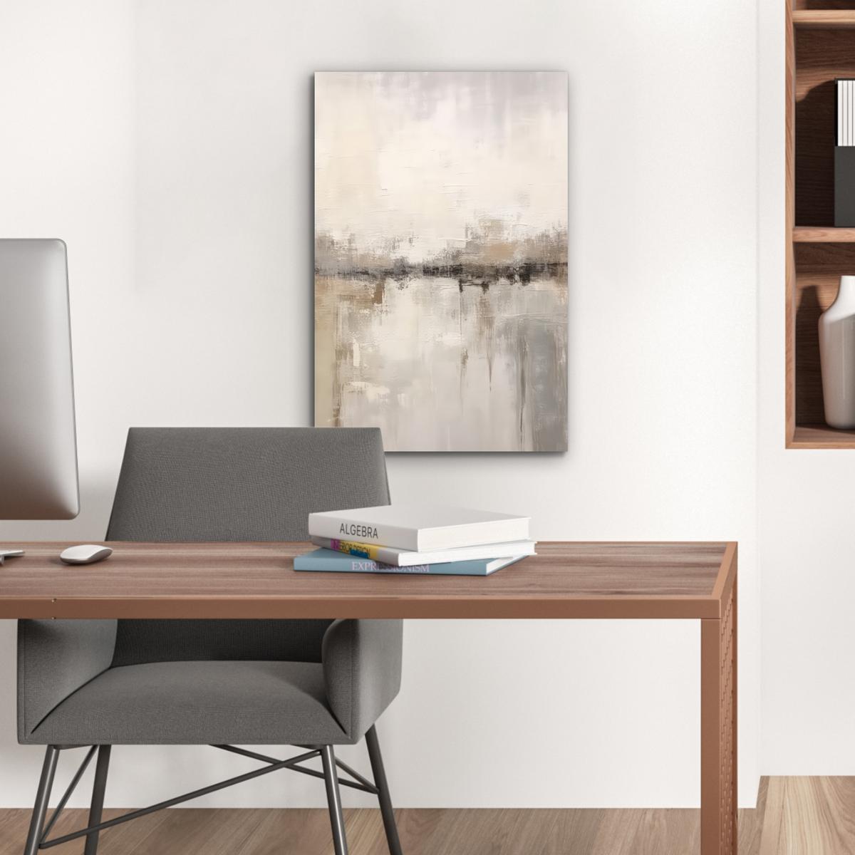 METALLBILD Moderne Kunst - Abstrakt - Beige Deko Schlafzimmer 40x60 cm - Beige, Metall (40/60cm) - MuchoWow