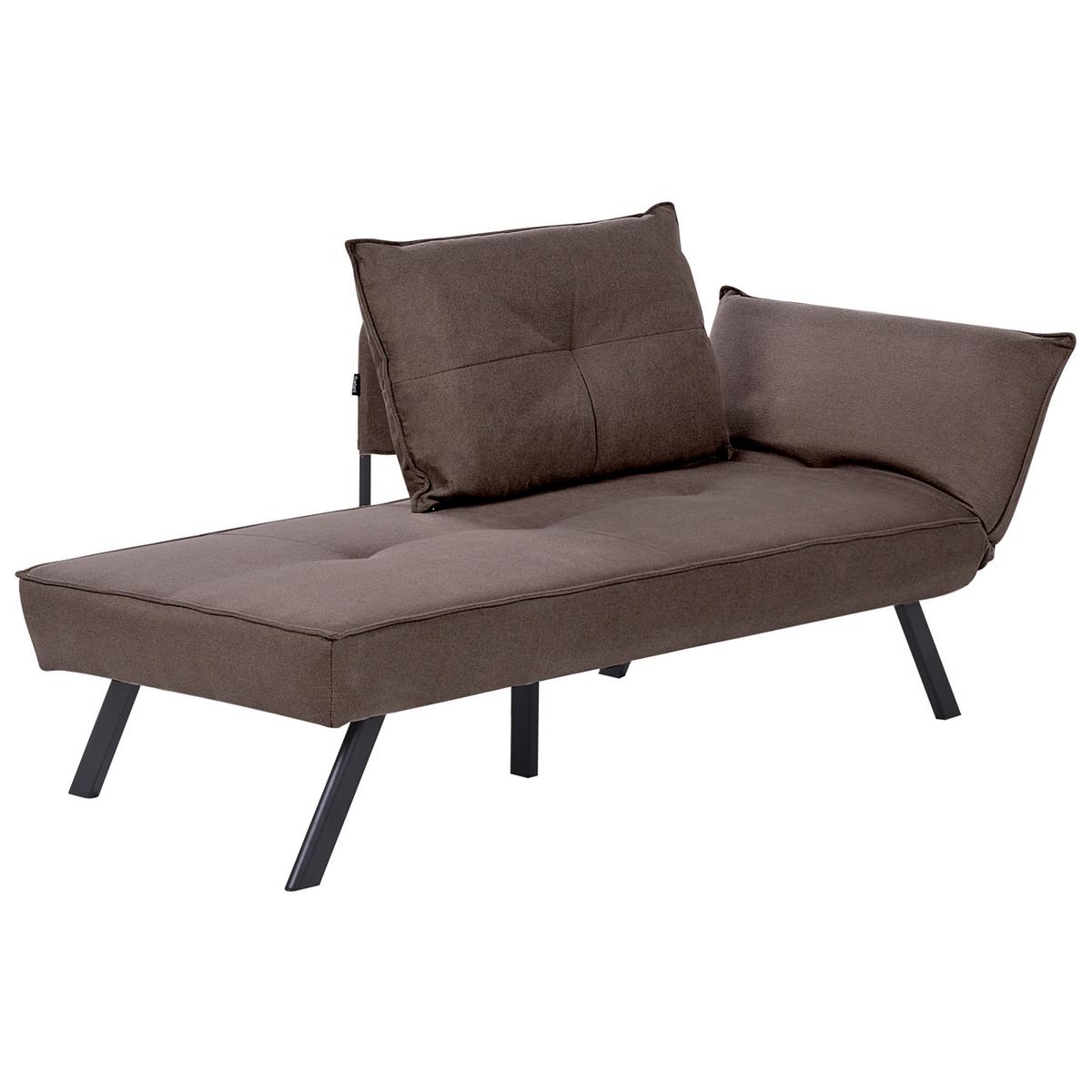 CHAISELONGUE-RECHTSSEITIGE Stoff Braun Rocamadour - Schwarz/Braun, Textil (150/83/72cm) - Beliani