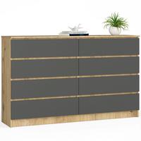 KOMMODE Eiche Artisan, Graphit Grau 99/160/40 - Eiche Artisan, Holzwerkstoff (160/99/40cm) - RAUMHIRSCH FURNITURE