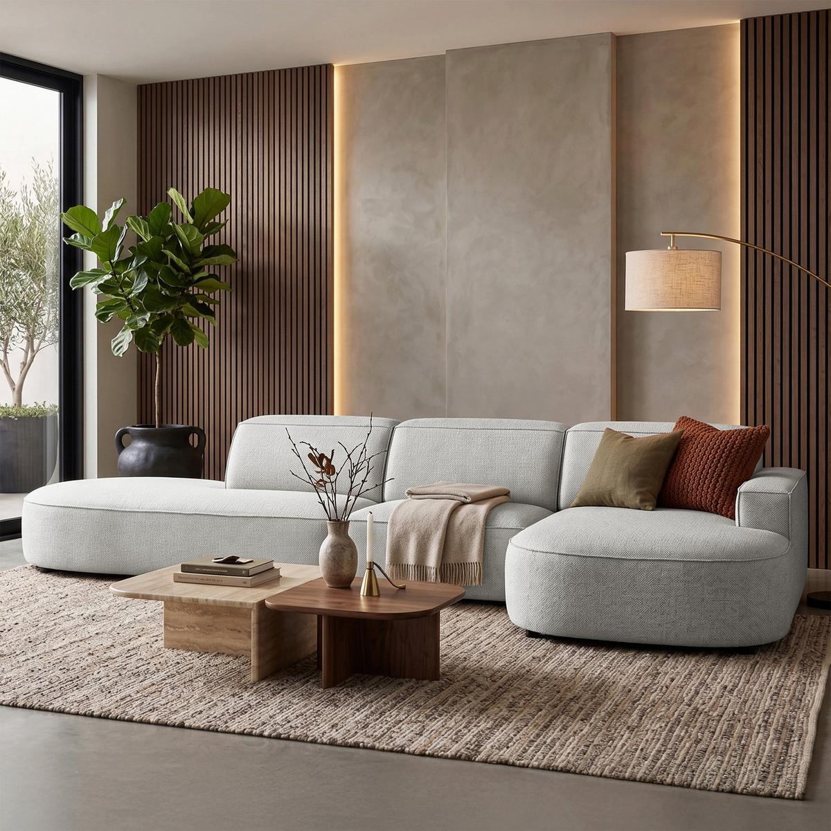 ECKSOFA Sallmo L-Form, 3-Sitzer, rechts 358 cm - Hellgrau/Schwarz, Kunststoff/Textil (358/166cm) - Selsey