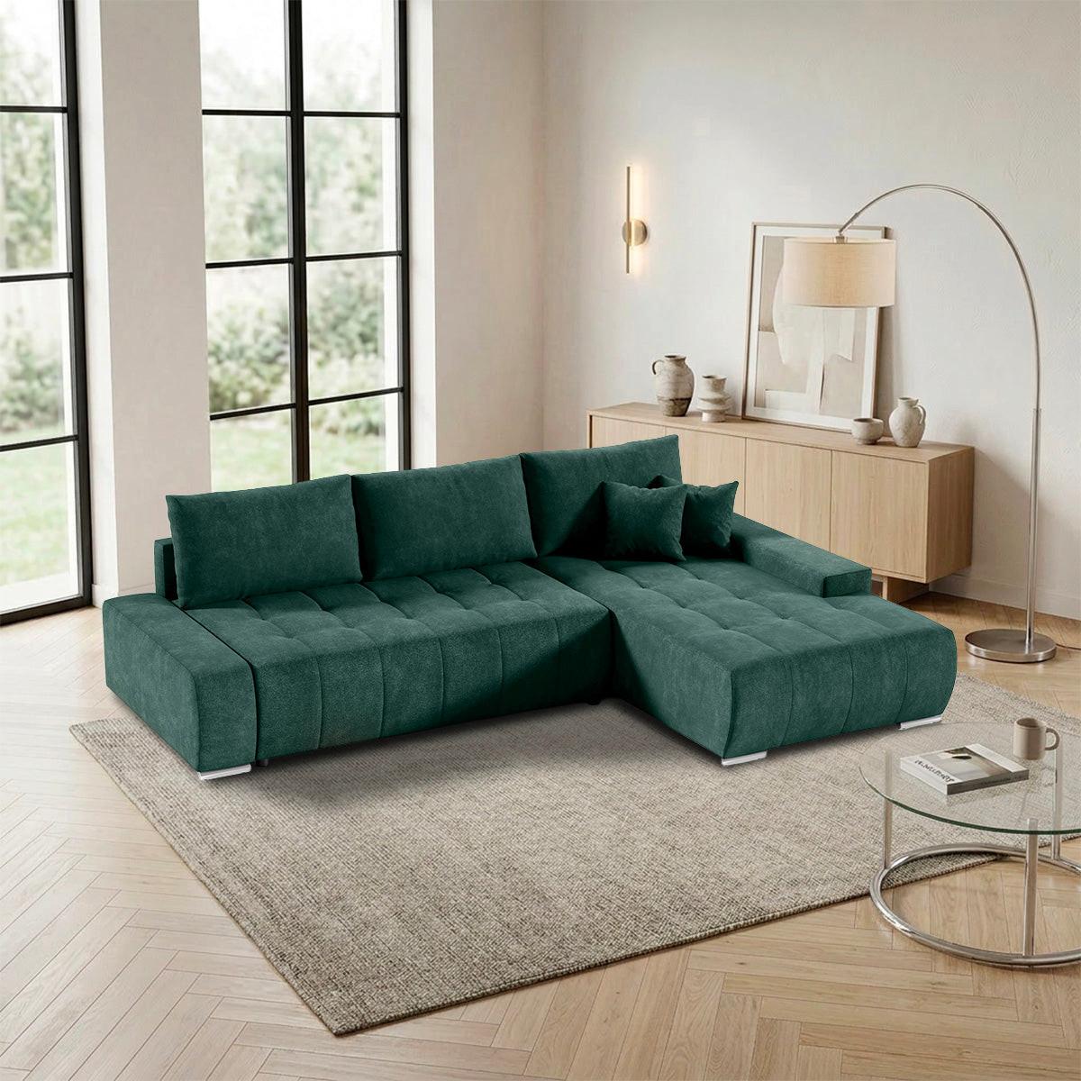 ECKSOFA Jonas 4 Sitzplätze Grün - Grün, Holzwerkstoff (265/185cm) - Petits-meubles
