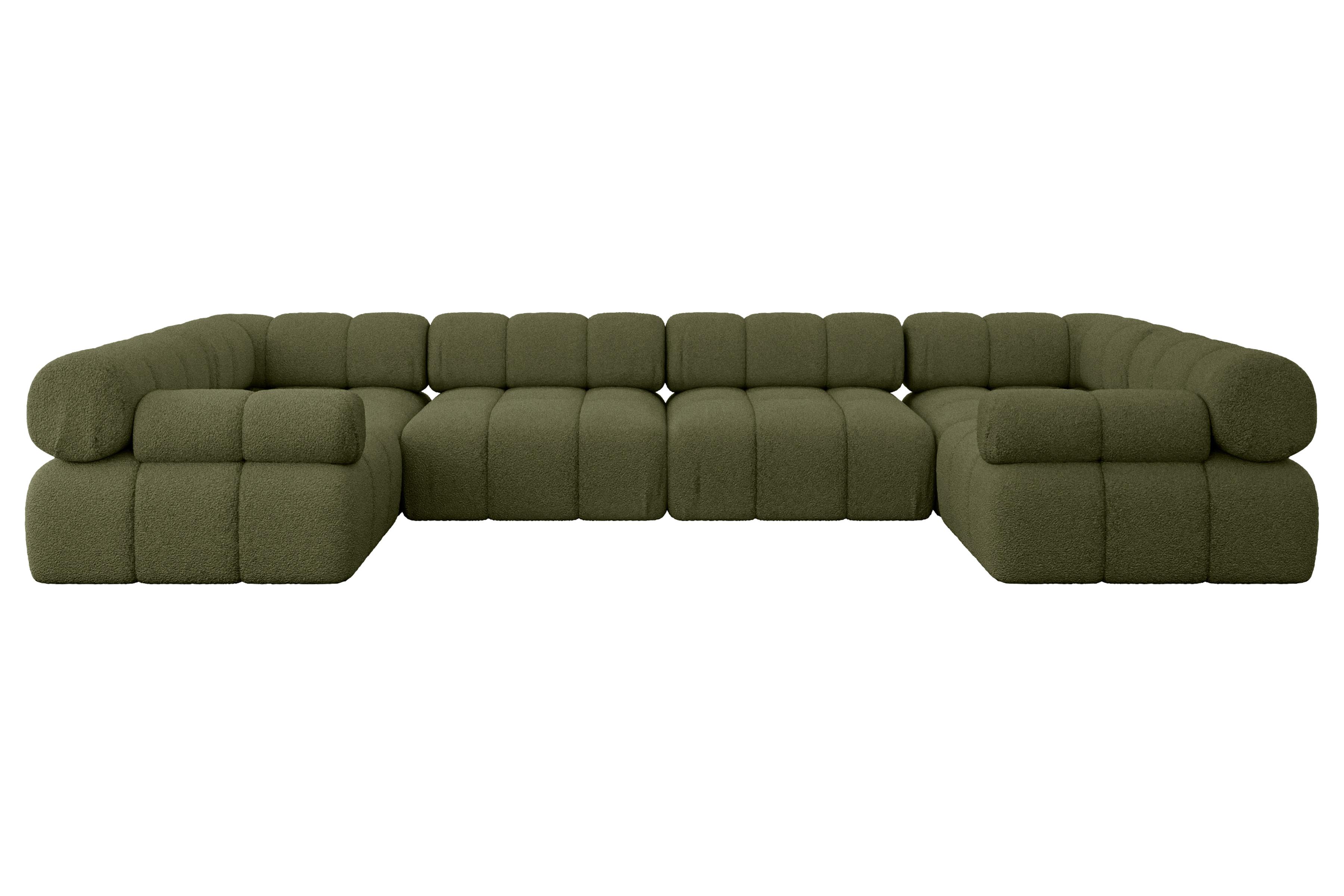 WOHNLANDSCHAFT modulares Sofa Birno-U2 - 380x190x70 cm Grün Bouclé - Grün, Holzwerkstoff/Textil (380/70/190cm) - ALTDECOR
