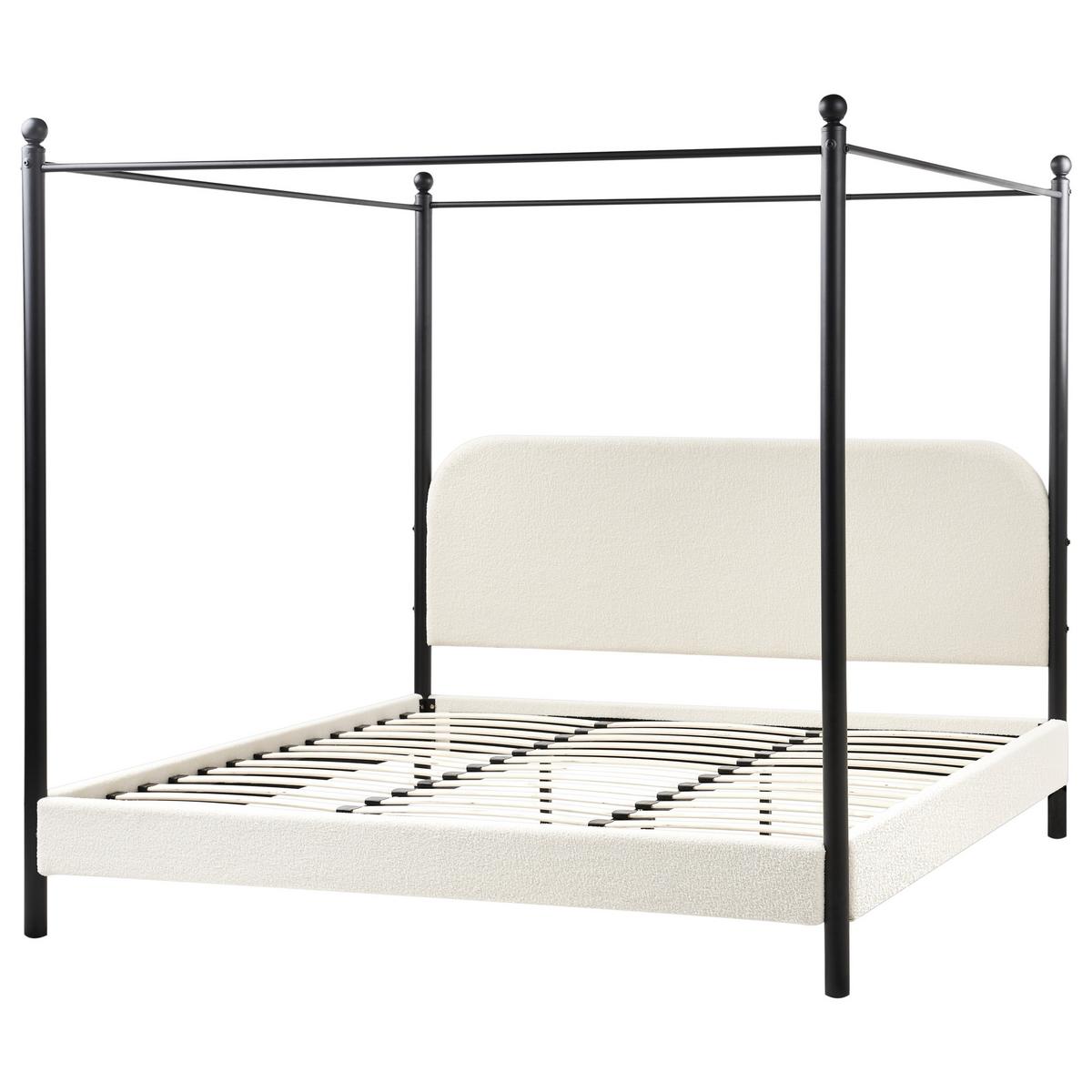 HIMMELBETT 180x200 cm Weiß Dannemois - Creme, Textil (180/200cm) - Beliani
