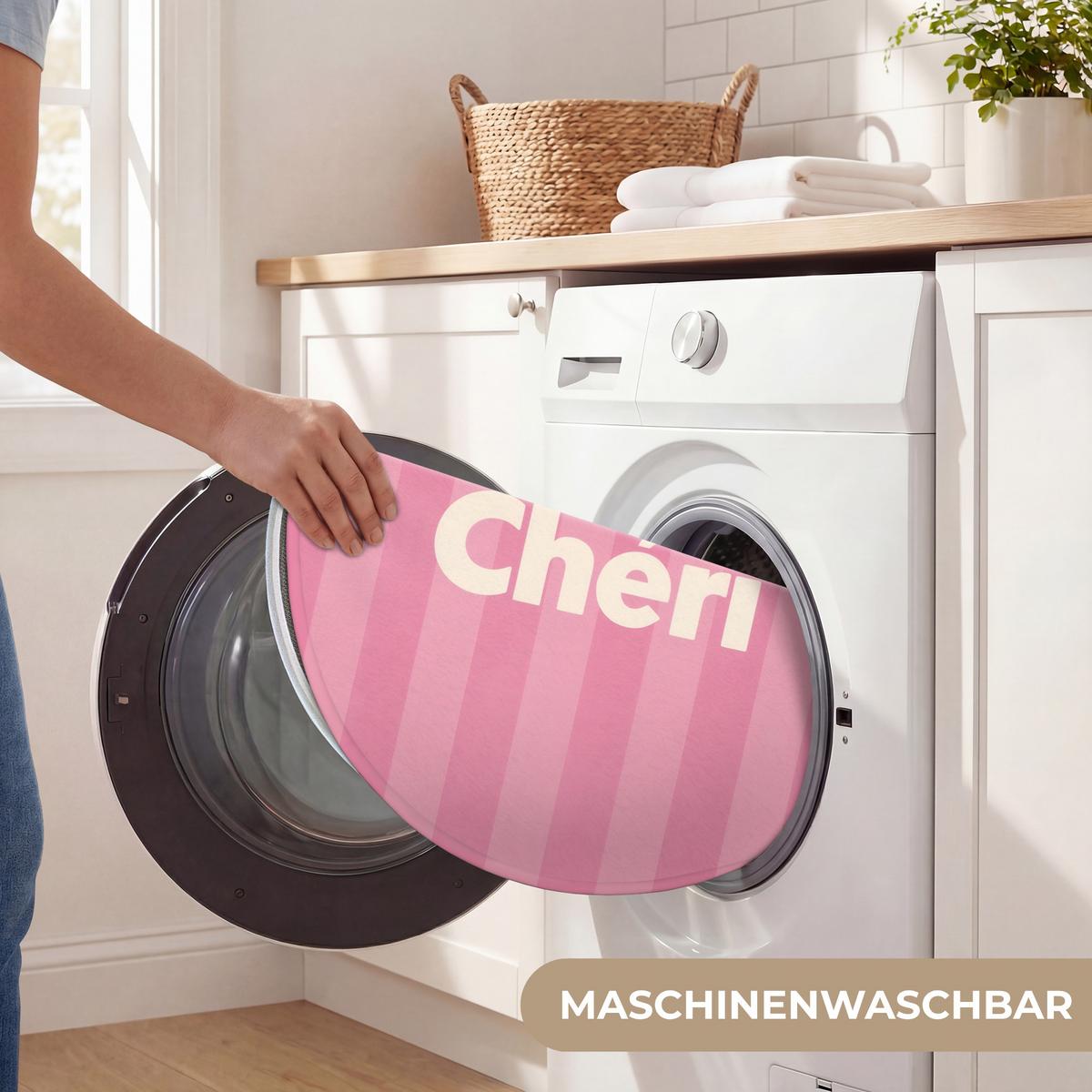 WC-VORLEGER Gestreift - Rosa - Chéri Toilettenteppich 70x70 cm - Pink, Textil (70/1cm) - OnlyWow