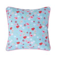 KISSENHÜLLE Vögel & Blumen 45/45 cm - Hellblau, Textil (45/45cm) - Homescapes