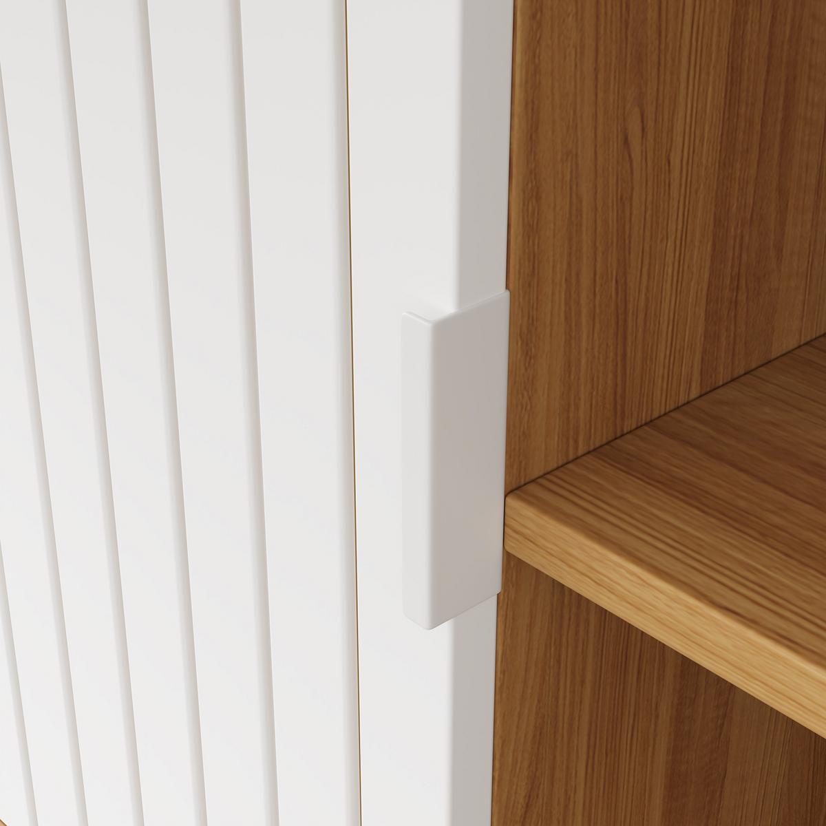 BÜROSCHREIBTISCH in natur & weiß, stahlgestell, rillen-design - Naturfarben, Holzwerkstoff (120/140/76.5cm) - Urban Meuble
