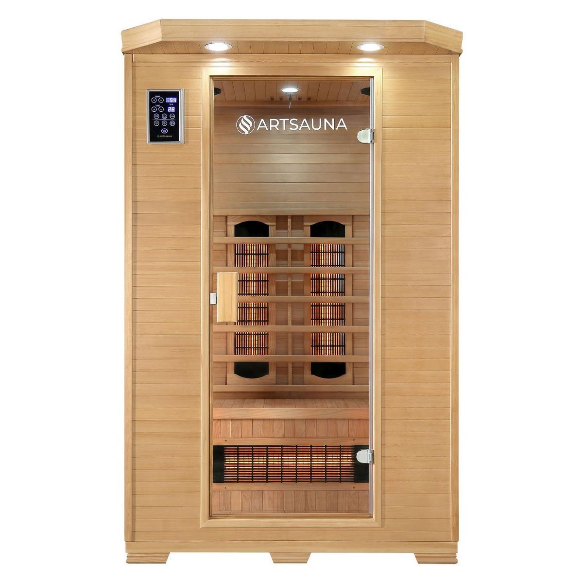 INFRAROTKABINE Oslo mit Vollspektrumstrahlern & Hemlockholz - Naturfarben, Holz (120/190/100cm) - Artsauna
