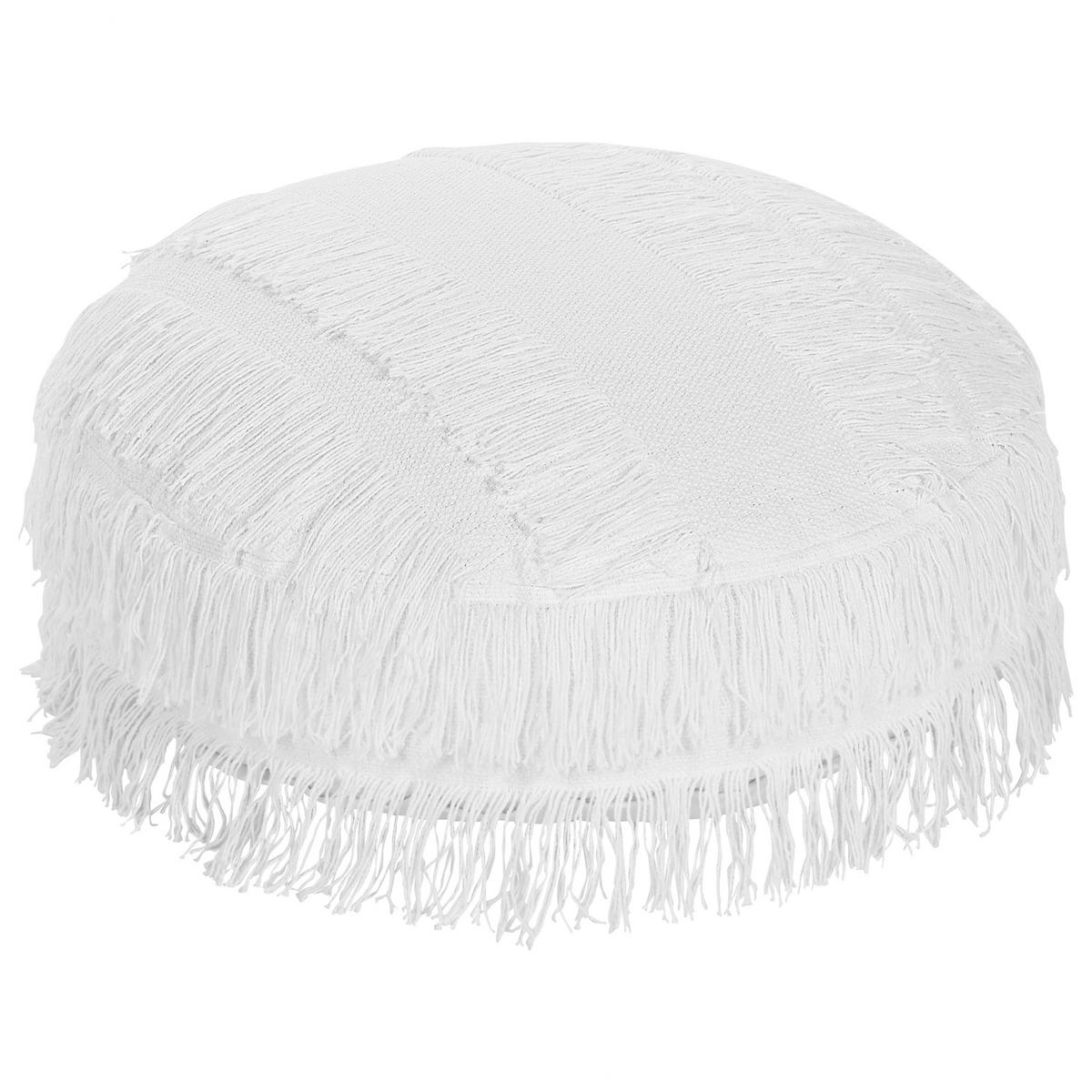 POUF Oulad 50/50/20 cm - Weiß, Naturmaterialien/Textil (50/20/50cm) - Beliani