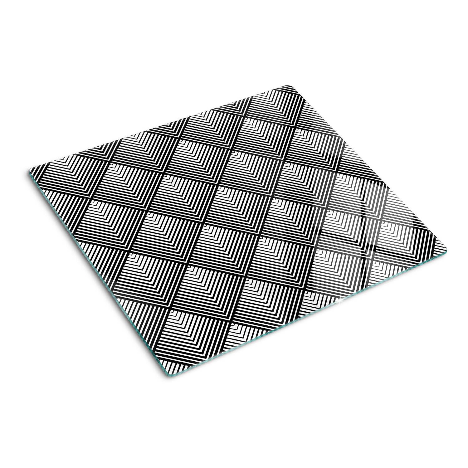 GLASPLATTE 60x52 cm Geometrische Figuren - Schwarz, Glas (60/0.4/52cm) - TULUP