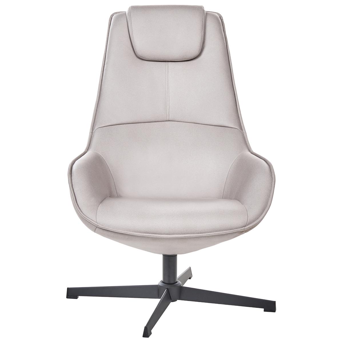 DREHSESSEL Stoff Hellgrau Hauge - Hellgrau, Textil (65/98/82cm) - Beliani