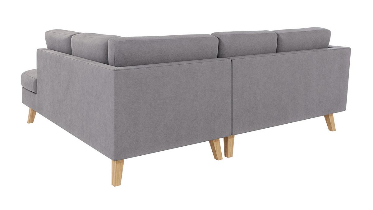 ECKSOFA Mario Grau Microfaser - Naturfarben/Grau, Buchenholz/Textil (221/186cm) - S-Style Möbel