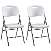 GARTENSTUHL 2er-Set Weiß Cugnoli - Silberfarben/Weiß, Kunststoff (44/90/51cm) - Beliani