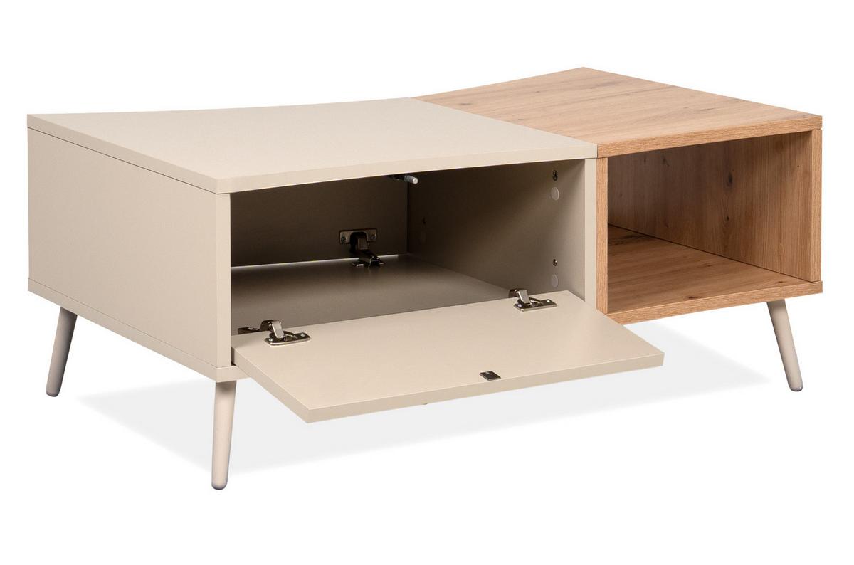 COUCHTISCH Kaschmir, Eiche Artisan 94 x 60 cm, Wohnzimmertisch mit Stauraum - Kaschmir/Eiche Artisan, Holzwerkstoff (60/94/40cm) - Furn.Design