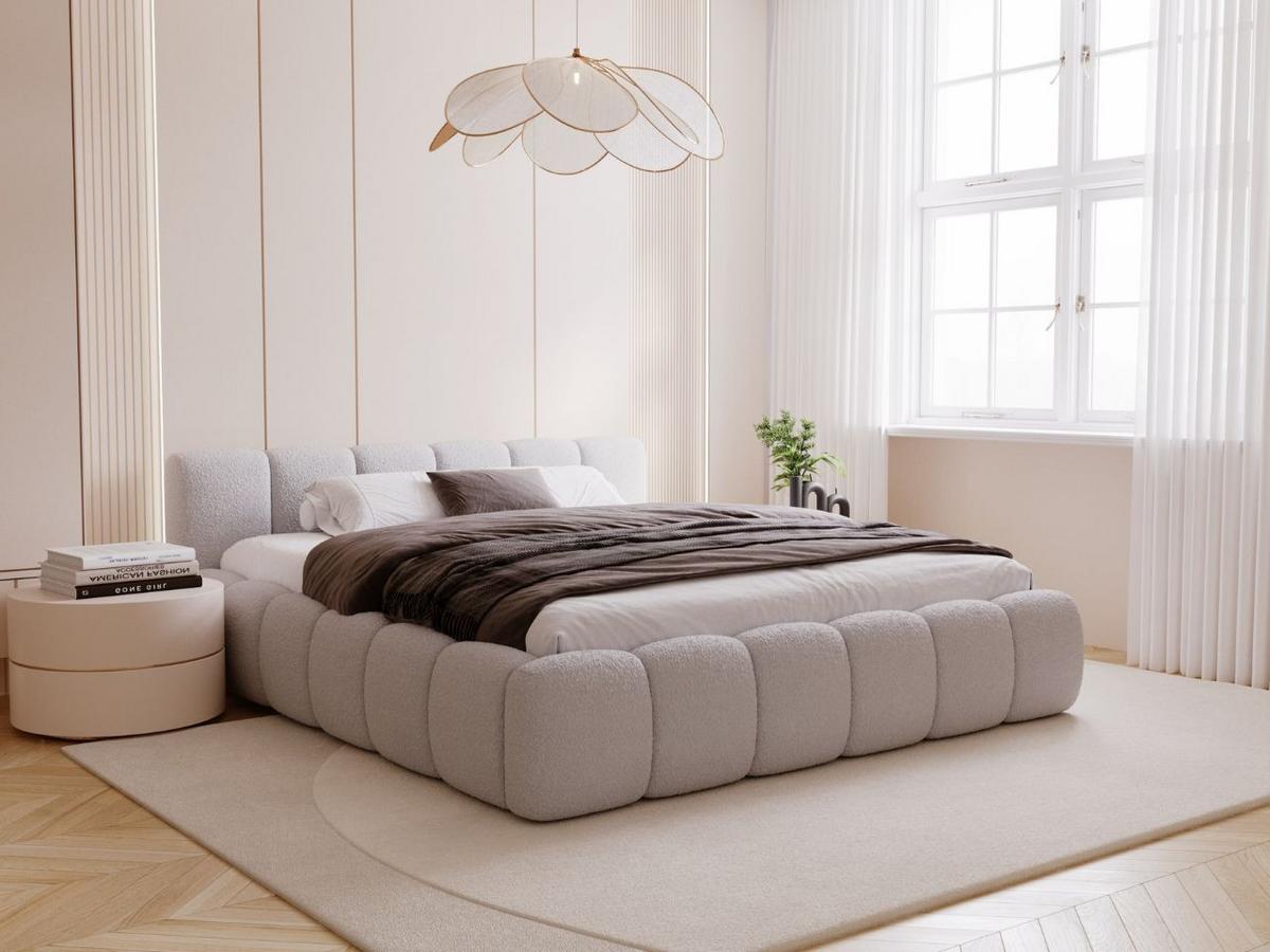 POLSTERBETT Cloud Low 180x200 Bouclé-Stoff Grau - Grau, Textil (180/200cm) - Graingold