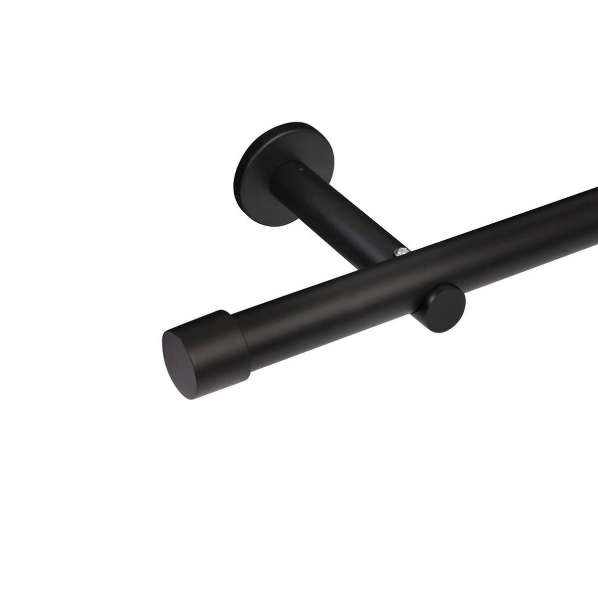 GARDINENSTANGE auf Maß 1-lauf Wandmontage Kappe 150cm - Schwarz, Metall (150cm) - Deco-Raum