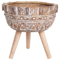 BLUMENTOPF Braun Asplenium - Hellbraun/Braun, Stein (37cm) - Beliani