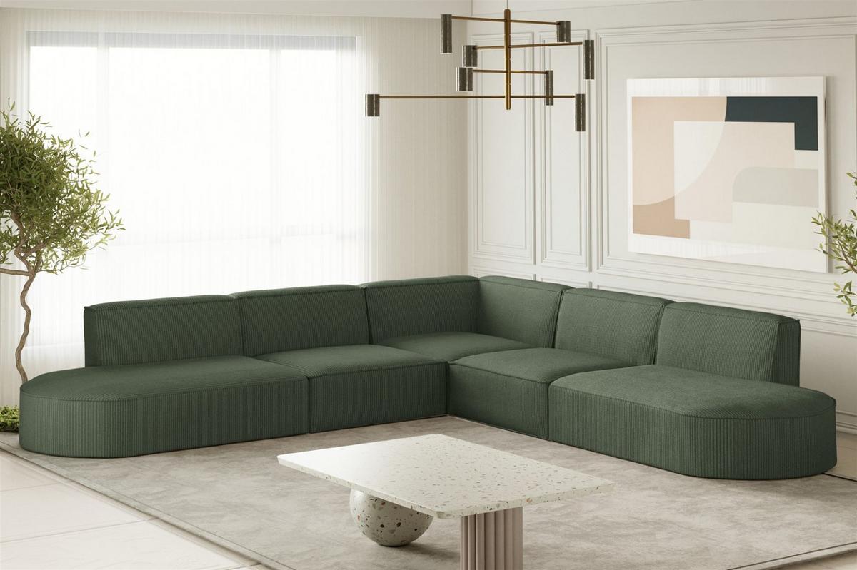 ECKSOFA Palma In Scala - Grün, Holzwerkstoff/Textil (276/276cm) - Fun Möbel