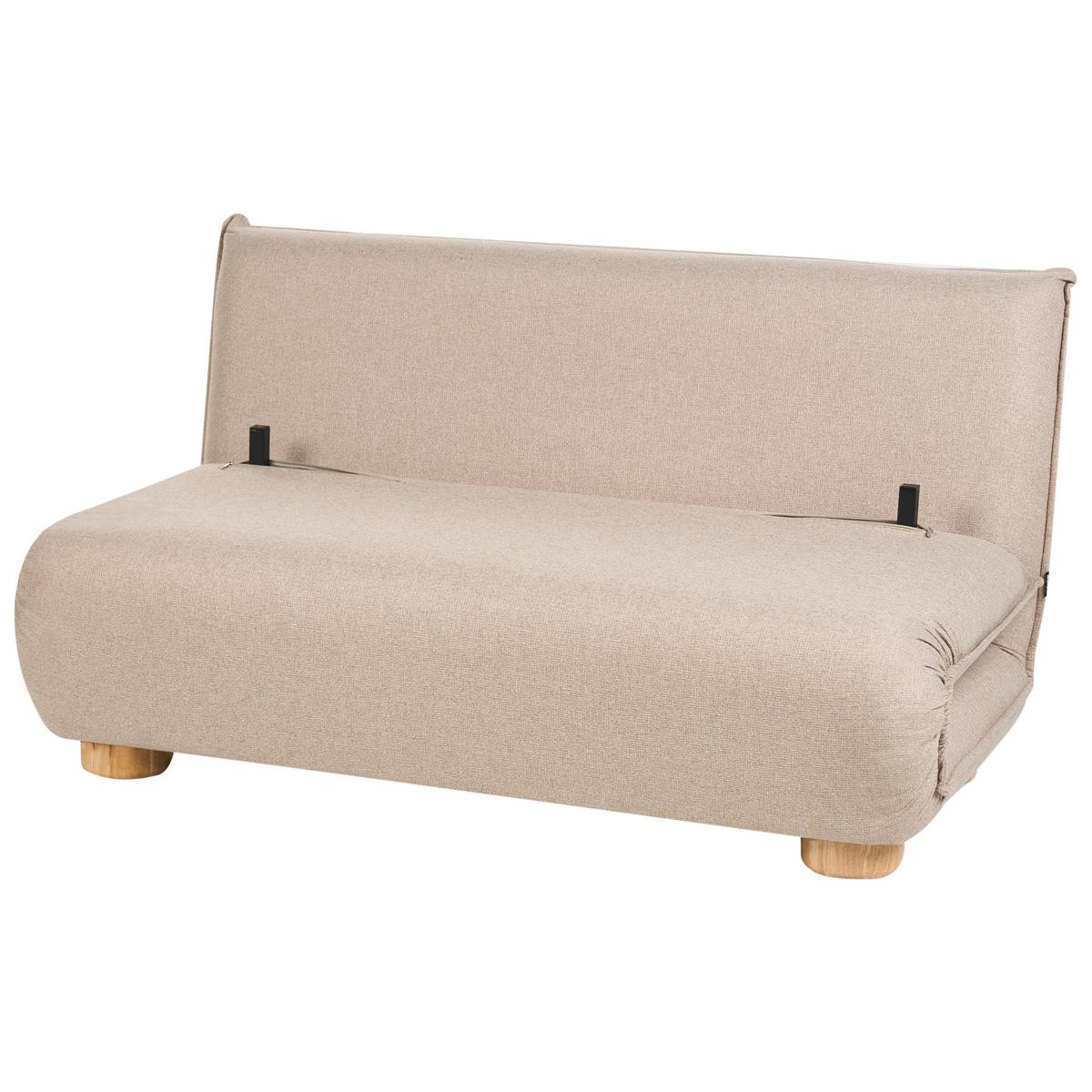 SCHLAFSOFA 2-Sitzer Kunstleinen Beige Abisko - Hellbraun/Beige, Textil (140/80/82cm) - Beliani