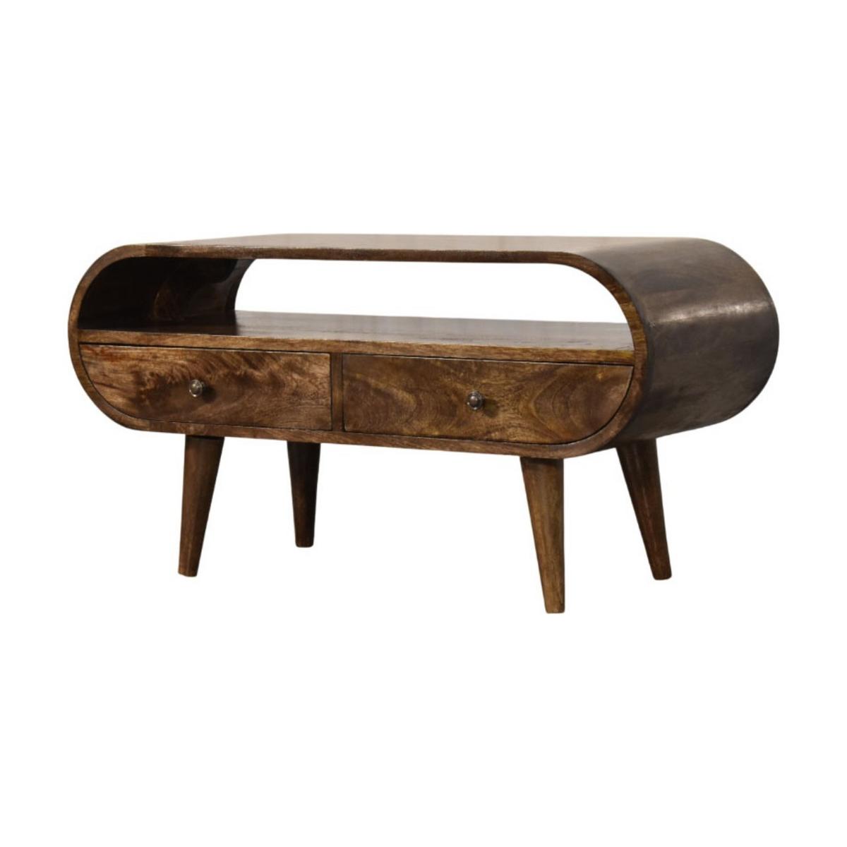 MEDIENMÖBEL Klassisches Grau-Finish, 2 Schubladen, 1 offenes Regal, Braun - Braun, Holz (35/45/90cm) - Artisan Furniture