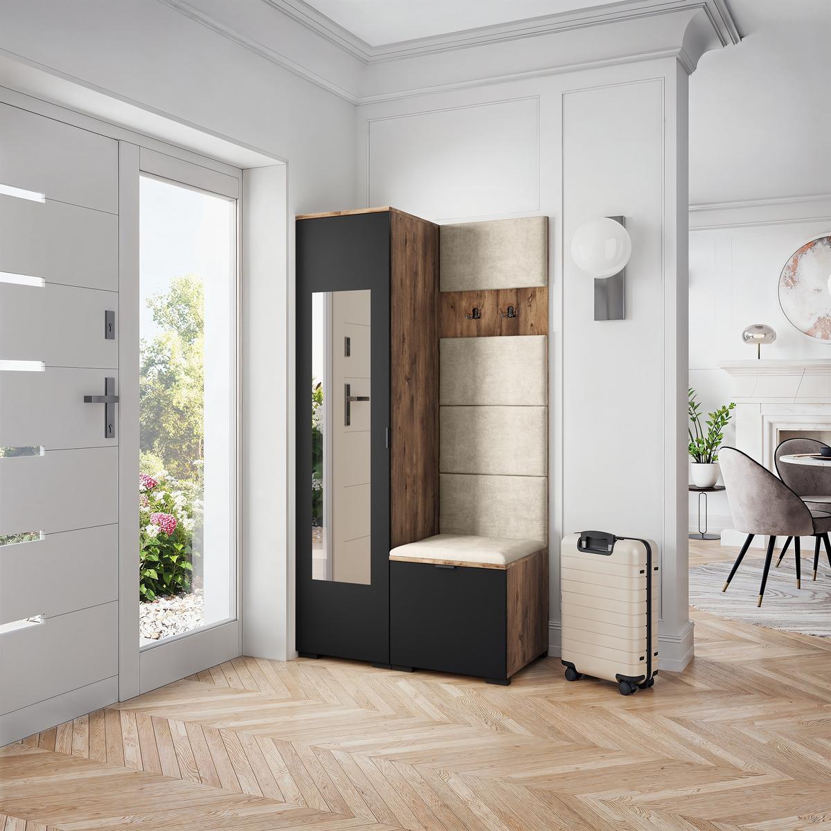 GARDEROBENSCHRANK VIRA 95/181/51 cm Modern Eichefarben - Eichefarben/Beige, Holzwerkstoff (95/181/51cm) - MASSENO