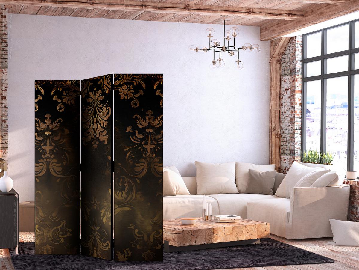 PARAVENT Einseitig Bedruckter 3-tlg 135x172 cm Barocke Glamour Ornamente - Braun, Holz/Textil (135/172/3cm) - Muralo
