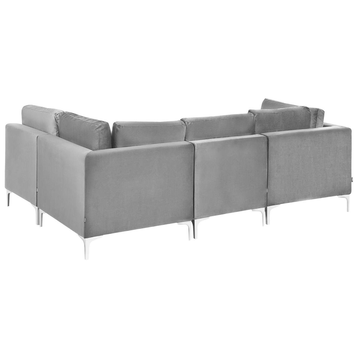 ECKSOFA Modul 4-Sitzer linksseitig Grau Samtstoff Evja - Dunkelgrau, Textil (235/150cm) - Beliani