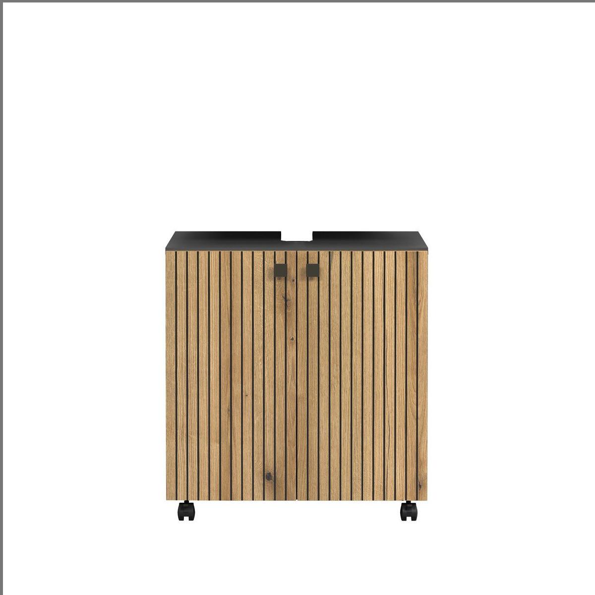 WASCHBECKENUNTERSCHRANK PureBliss Eiche Dekor - Eichefarben/Grau, Holzwerkstoff (60/64/42cm) - Trendteam