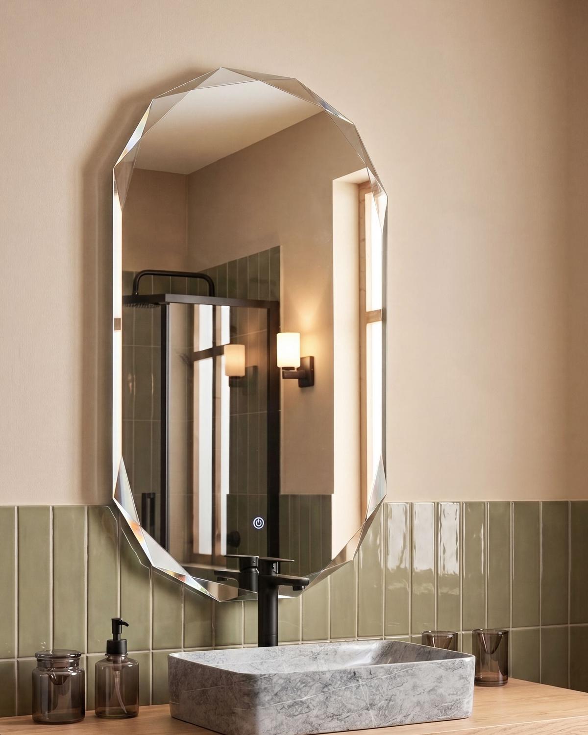 LED-BADEZIMMER-SPIEGEL 62/110 cm Weiß Anizy - Weiß, Glas (62/110/4cm) - Beliani